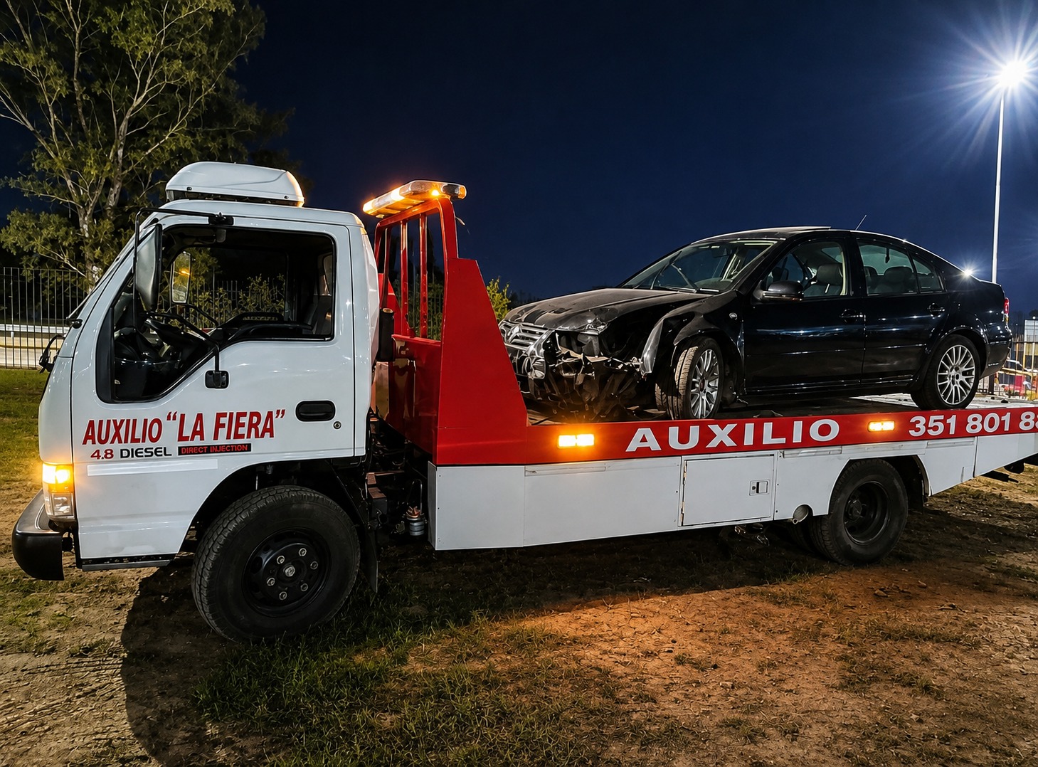 Grúa de auxilio realizando el traslado de un vehículo en Córdoba